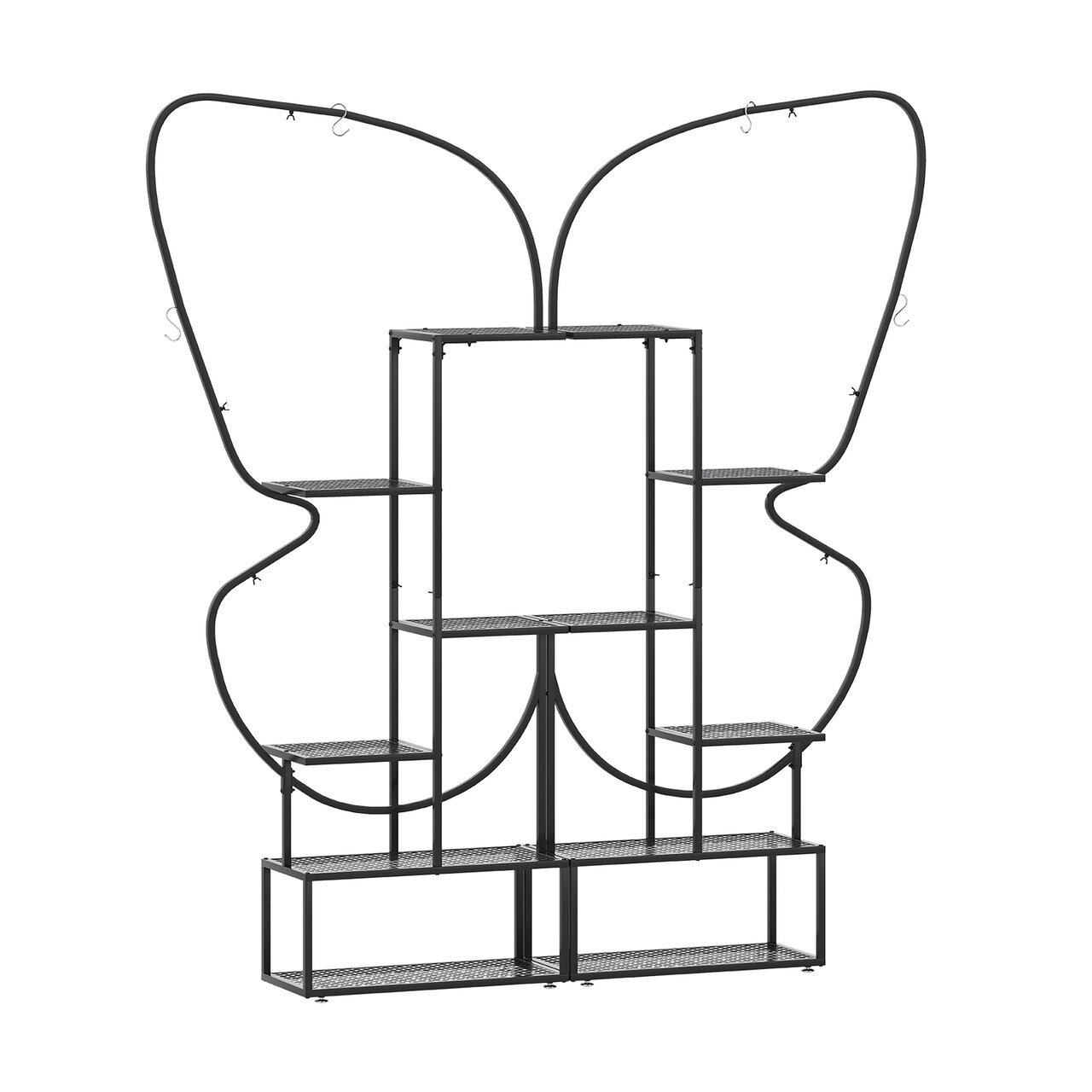 Black 6 Tier Plant Rack Metal 2 Pack Indoor Outdoor Display Stand